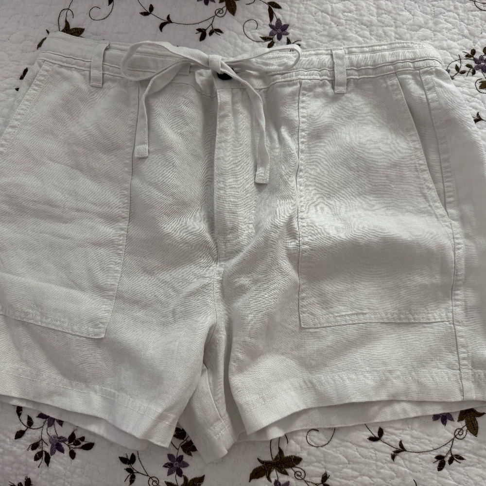 Madewell White Linen Shorts Sz Large NWT